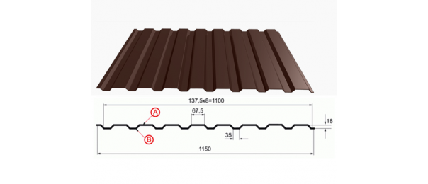 Профнастил коричневый оцинкованный  RAL 8017 С-20 купить недорого в Серпухове