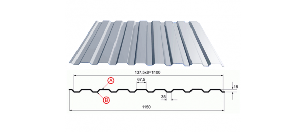 Профнастил оцинкованный С-20 1100x2500 купить недорого в Серпухове